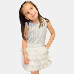 Popcorn Frill Net Dress for Girls