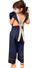 Frill Striped Dungarees for Girls