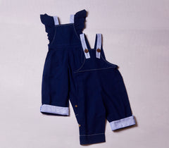 Frill Striped Dungarees for Girls