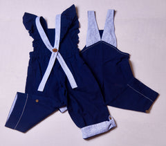 Frill Striped Dungarees for Girls