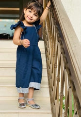 Frill Striped Dungarees for Girls