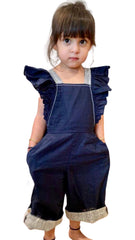 Frill Striped Dungarees for Girls